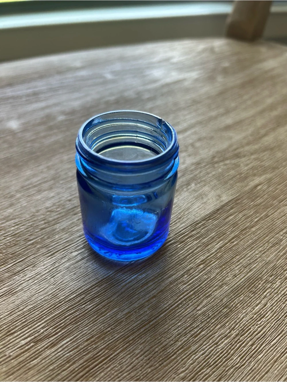 Discounted! Antique Vicks Vaporub Blue Glass Jar w/Chip on rim